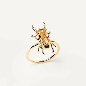 Courage Beetle Ring Gold Rings