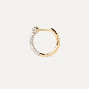 Diamonds And Gold Chai Latte Single Hoop Basic Earrings