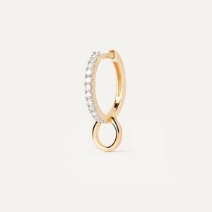 Diamonds And Gold Circle Single Hoop Basic Earrings