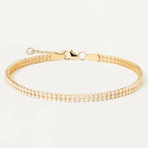 Diamonds And Gold Double Tennis Bracelet Basic Bracelets