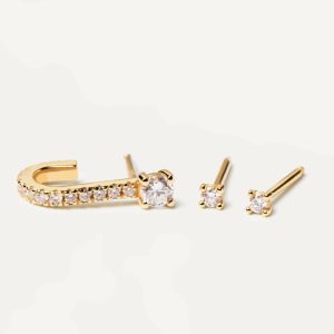 Diamonds And Gold Eternity Earrings Set Earring Sets