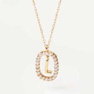 Diamonds And Gold Letter L Necklace Basic Necklaces