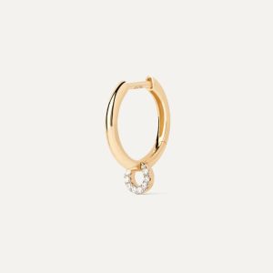 Diamonds And Gold Loop Single Hoop Basic Earrings