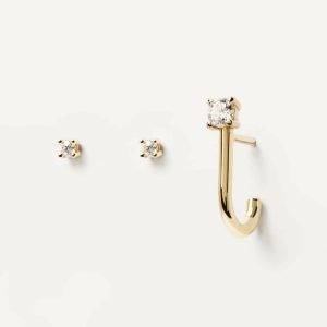 Diamonds And Gold Solitaire Earrings Set Diamond Earrings