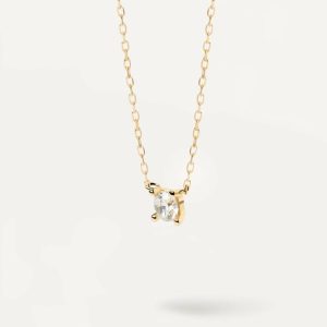 Diamonds And Gold Solitaire Mini Necklace Basic Necklaces