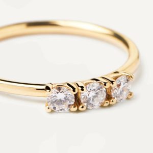 Diamonds And Gold Trio Ring Basic Rings