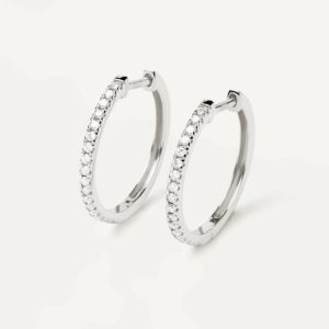 Diamonds And White Gold Eternity Medium Hoops Basic Earrings