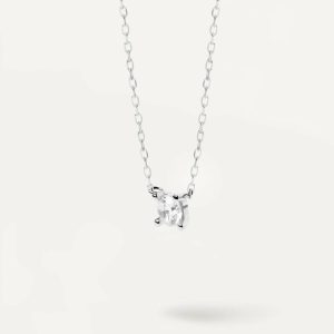 Diamonds And White Gold Solitaire Mini Necklace Basic Necklaces