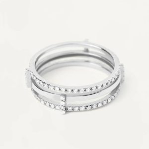 Diamonds And White Gold Track Ring Diamond Rings