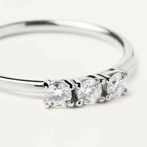 Diamonds And White Gold Trio Ring Basic Rings