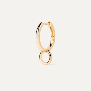 Gold Circle Single Hoop Basic Earrings