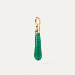 Green Aventurine Large Drop Pendant Earrings