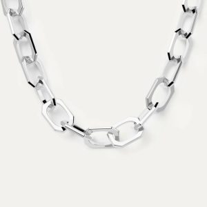 Large Signature Chain Silver Necklace Chain Necklaces