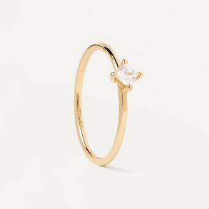 Princess Diamond And Gold Solitaire Ring Diamond Rings