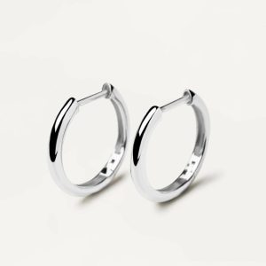 White Gold Bold Medium Hoops Basic Earrings