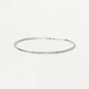 White Gold Box Chain Bracelet Bracelets