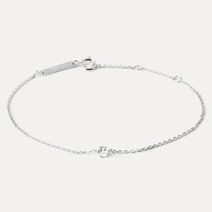 White Solitary Bracelet Silver Basic Bracelets