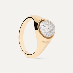 Pavé Moon Ring Gold Rings