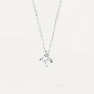 Diamond And White Gold Solitaire Princess Necklace Everyday Necklaces