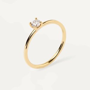 Diamonds And Gold Solitaire Medium Ring Basic Rings