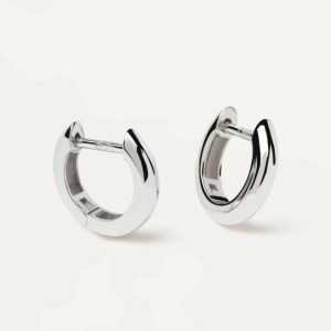 White Gold Bold Mini Hoops Basic Earrings