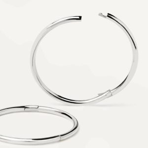 White Gold Essential Medium Hoops Basic Earrings